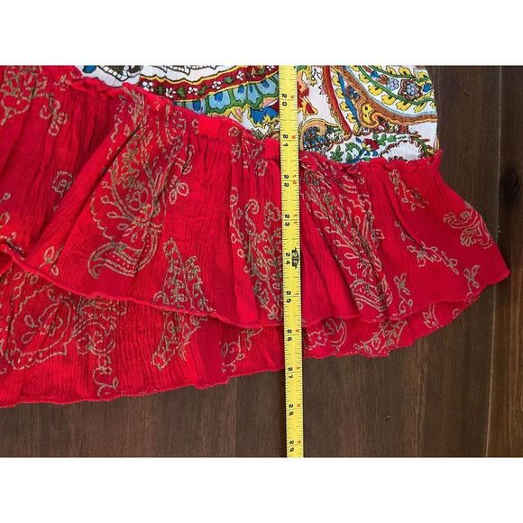 Bila Boho Sleeveless Tunic Top Size Small Tassel Peasant Red Cream Multicolored - Picture 6 of 6